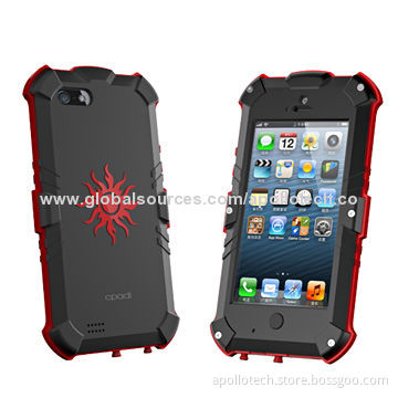 Waterproof PC Cases for iPhone 5/5S with IP65 Level, PC Raw Material/Front Case Uses Toughened Glass